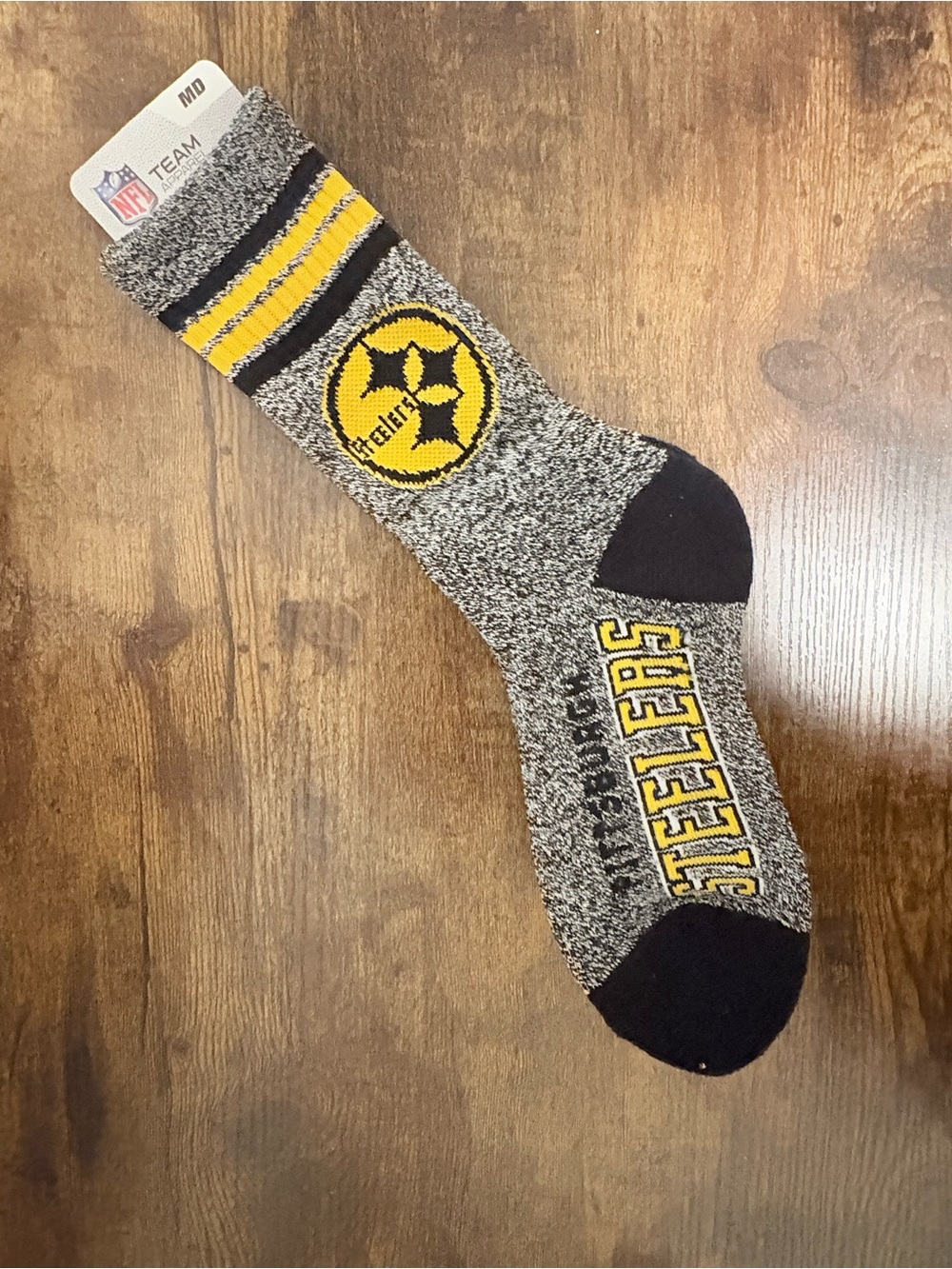 NFL Pittsburgh Steelers Gray and Yellow Crew Socks